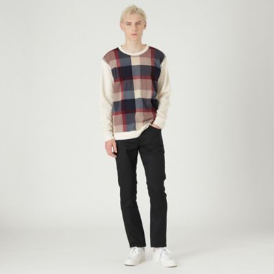 ブラックレーベル　CRESTBRIDGE パネルチェックトレーナー M パネルクレストブリッジチェックニット（ニット/セーター