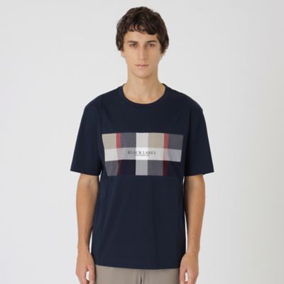 ブラックレーベル クレストブリッジ　ノバチェック　Tシャツ　ネイビー 一部店舗限定】パネルクレストブリッジチェックTシャツ