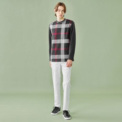 WEB・一部店舗限定】パネルチェックモックネックカットソー