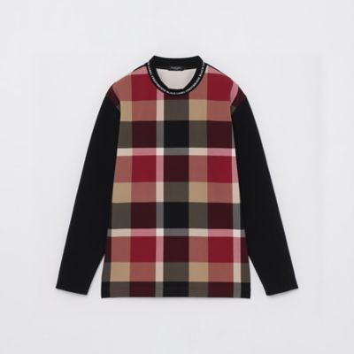 WEB・一部店舗限定】パネルチェックモックネックカットソー