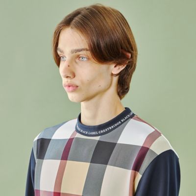WEB・一部店舗限定】パネルチェックモックネックカットソー