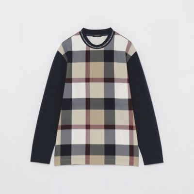 WEB・一部店舗限定】パネルチェックモックネックカットソー