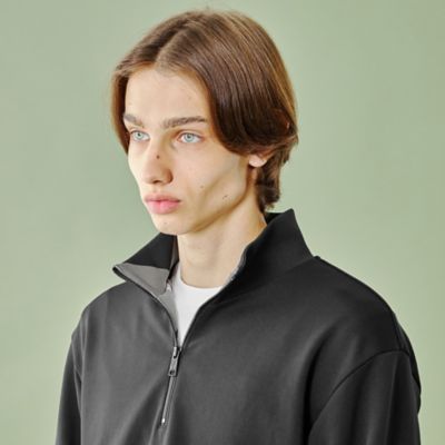 WEB限定】サイドチェックハーフジップカットソー