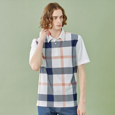 WEB限定】メッシュチェックポロシャツ（51P91301＿＿ 