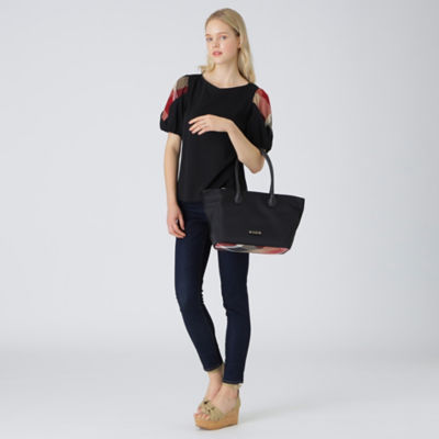 パーシャルクレストブリッジチェックナイロントート