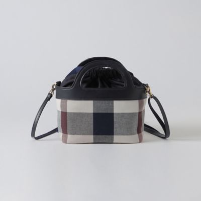 クレストブリッジチェックキャンバスくり手ハンドルミニトート