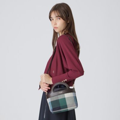 クレストブリッジチェックキャンバスくり手ハンドルミニトート