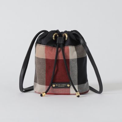 極美品 ブルーレーベルクレストブリッジ 巾着 フラップ チェック 赤 リュック クレストブリッジチェックキャンバス巾着（55133301＿＿
