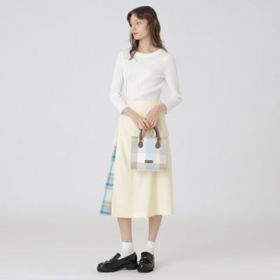 クレストブリッジチェックキャンバススクエアミニトート（５５１３５５０４＿＿）