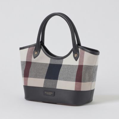＜BLUE LABEL CRESTBRIDGE (Women)＞クレストブリッジチェックキャンバスレザー切替ミニトート（５５１４０６１２＿＿）
