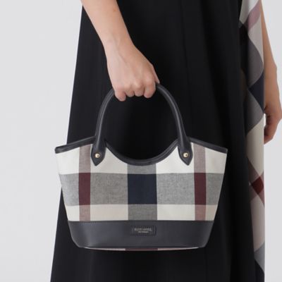 ★新品★訳あり★クレストブリッジ★チェックループヤーンツイード★ミニトート★ クレストブリッジチェックキャンバスレザー切替ミニトート