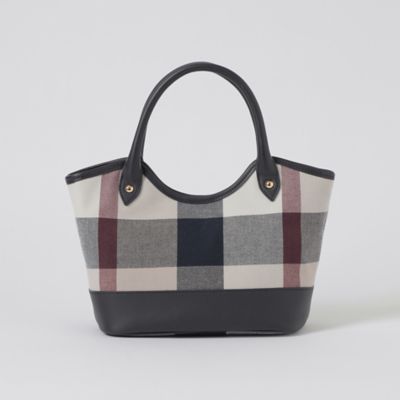 ★新品★訳あり★クレストブリッジ★チェックループヤーンツイード★ミニトート★ クレストブリッジチェックキャンバスレザー切替ミニトート