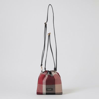クレストブリッジチェックキャンバス巾着ショルダー