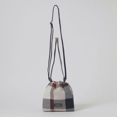 クレストブリッジチェックキャンバス巾着ショルダー