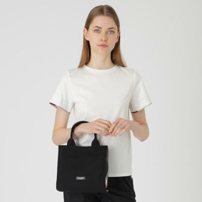 【ほぼ新品】ブルーレーベル・クレストブリッジ　スクエアミニトート ショルダー付き ブルーレーベルクレストブリッジ BLUE LABEL CRESTBRIDGE クレスト