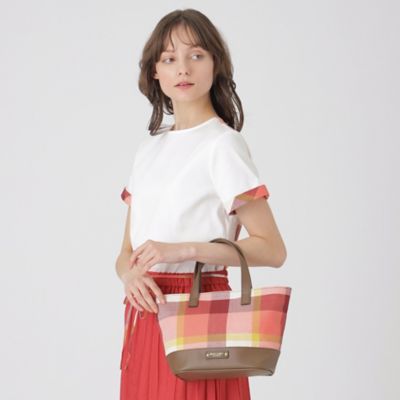 クレストブリッジチェックコットンリネンミニトート（５５１６８５１７＿＿）