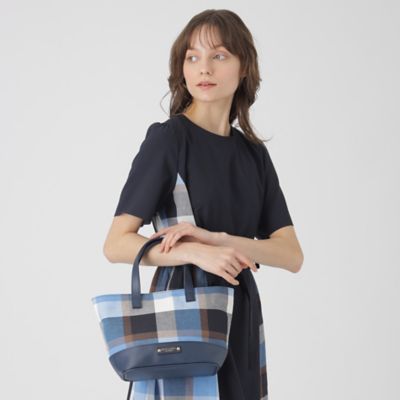 クレストブリッジチェックコットンリネンミニトート（５５１６８５１７＿＿）