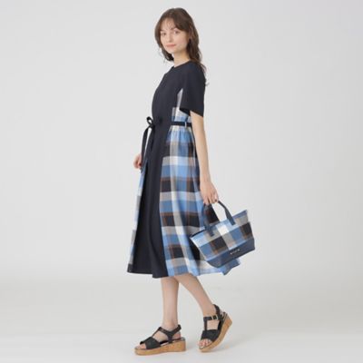 クレストブリッジチェックコットンリネンミニトート（５５１６８５１７＿＿）