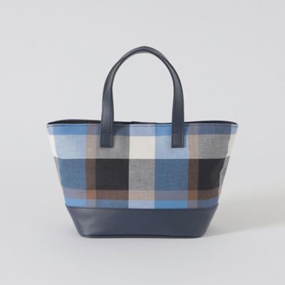 クレストブリッジチェックコットンリネンミニトート（５５１６８５１７＿＿）