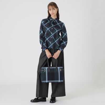 クレストブリッジチェックキャンバスハトメトート