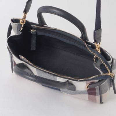 ✤m·ｏ✤ブルーレーベルクレストブリッジ　トートバッグ クレストブリッジチェックキャンバスハトメミドルトート（バッグ