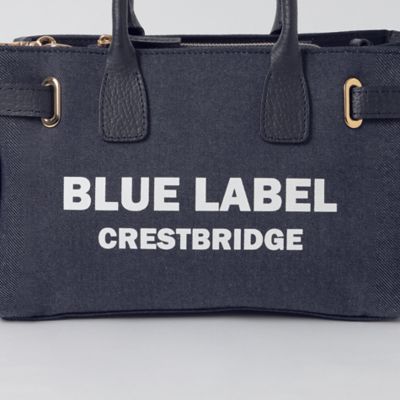 値下げ！オススメ！美品！BLUELABELCRESTBRIDGEトートバック✨ ロゴプリントハトメミドルトート（55180624＿＿