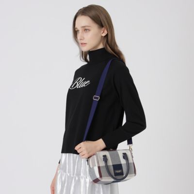 BLUE LABEL CRESTBRIDGE ミニ　ショルダーバッグ　２way クレストブリッジチェックキャンバスミニボストンバッグ