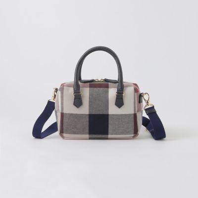 クレストブリッジチェックキャンバスミニボストンバッグ