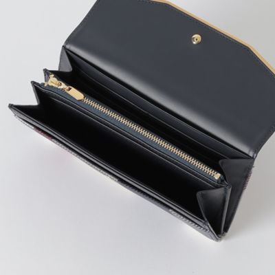 クレストブリッジチェックメタルライン長財布 クレストブリッジチェックPVCメタルライン長財布