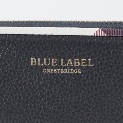 【美品】ブルーレーベルクレストブリッジ ロングコート チェック レザーパイピング クレストブリッジチェックパイピングレザー長財布