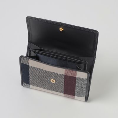 クレストブリッジチェックキャンバス二つ折り財布（５５２５６６１６＿＿）