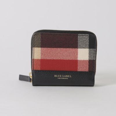 Eブルーレーベルクレストブリッジ ★人気レッド×チェック折財布新品ミニ財布★ BLUE LABEL CRESTBRIDGE 財布 クレストブリッジチェックPVC二
