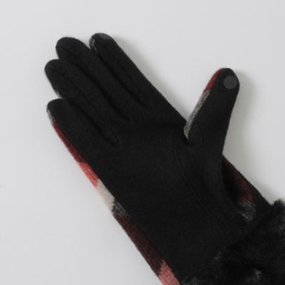 BLUE LABEL チェック柄ファー付きグローブ クレストブリッジチェックファーグローブ（ハット/キャップ