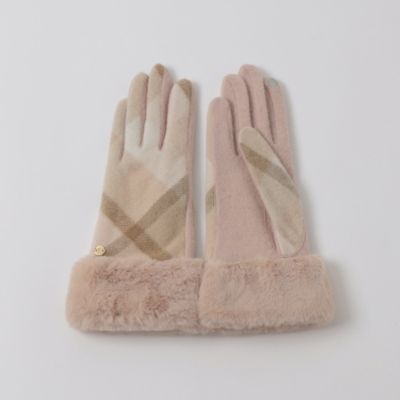 クレストブリッジチェックファーグローブ（５５６０５４３４＿＿）