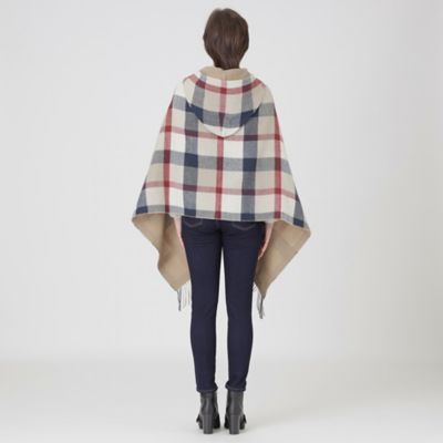 ブルーレーベルクレストブリッジ✨リバーシブルフード付ショール　ポンチョ　チェック ブルーレーベルクレストブリッジ リバーシブルフード付ショール