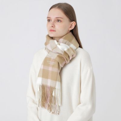 極美品 ブルーレーベルクレストブリッジ ブロックチェックストール 定価1.7万 クレストブリッジチェックマフラー（マフラー・ストール