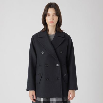 【美品】ブラックレーベルクレストブリッジ　グレー ウール　ピーコートダブル ファインウールダブルビーバースタンドカラーコート（コート