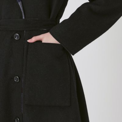 美品✨クレストブリッジチェックダブルフェイスロングコート　ネイビー　ブルー クレストブリッジチェックダブルフェイスロングコート