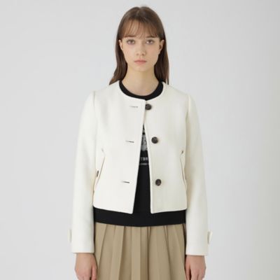 ＜BLUE LABEL CRESTBRIDGE (Women)＞ファインダブルビーバーノーカラージャケット（５５Ｂ０７６５５＿＿）