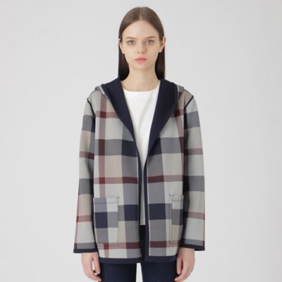 Crestbridge リバーシブルコーディガン ネイビーとグリーン系チェック クレストブリッジチェックリバーシブルダンボールミディ丈