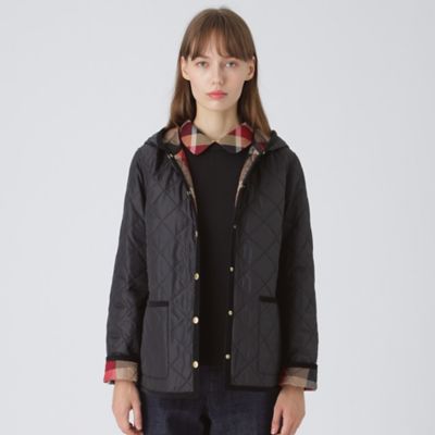 ＜BLUE LABEL CRESTBRIDGE (Women)＞クレストブリッジチェックライトキルティングフーディーコート（５５Ｆ１１２５５＿＿）