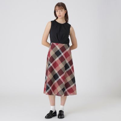 コットンリネンチェックドレス（55J22545＿＿） | BLUE