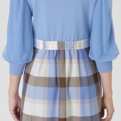 極美品 ブルーレーベルクレストブリッジ チュールスリーブニット