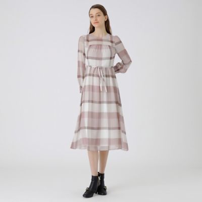 ブルーレーベルクレストブリッジ ノーカラー 長袖ワンピース
