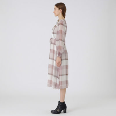 クレストブリッジチェックシフォンプリントワンピース