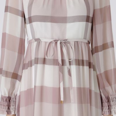 クレストブリッジチェックシフォンプリントワンピース