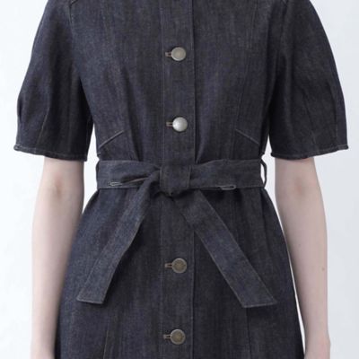 ムラ糸ストレッチデニム ワンピース（55J05733＿＿） | BLUE 