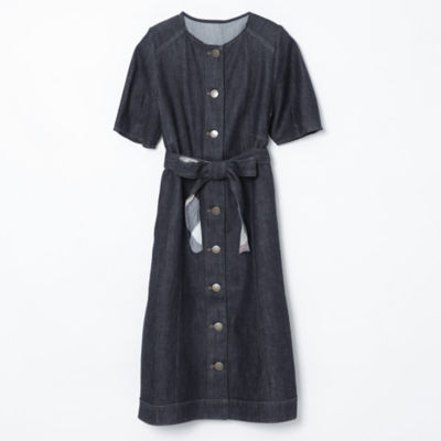 ムラ糸ストレッチデニム ワンピース（55J05733＿＿） | BLUE 