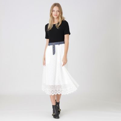 ＜BLUE LABEL CRESTBRIDGE (Women)＞【店舗限定】【Ｂｌｕｅ　Ｌａｂ：ＥＺＵＭｉ】ストレッチテレココンビワンピース（５５Ｊ０５８１７＿＿）