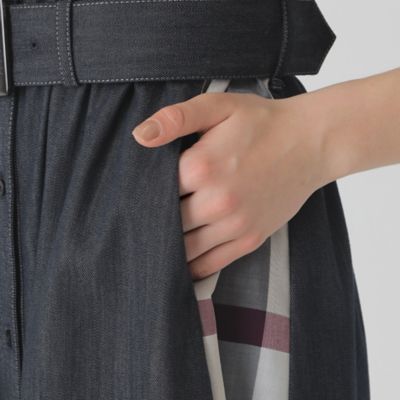 デニムライクパーシャルチェックドレス（55J07621＿＿